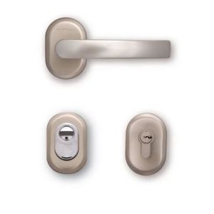 Komplet oszyldowania BLOK , klamka-klamka do drzwi o grubości max. 50mm, platyna - TT Optima 50