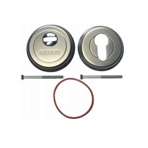 Szyld OSLO WZMOCNIONY grubości drzwi 69 mm z ochroną wkładki, nikiel satyna