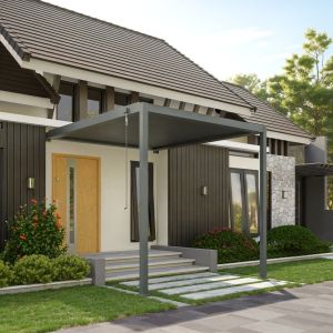 Pergola GERDA ANTRACYT z montażem do ściany (2 słupki) 3 m szerokości (przy ścianie) i 4 m głębokości