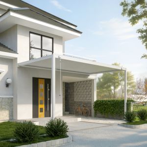 Pergola GERDA BIAŁA z montażem do ściany (2 słupki) 4 m szerokości (przy ścianie) i 3 m głębokości