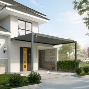 Pergola GERDA ANTRACYT z montażem do ściany (2 słupki) 4 m szerokości (przy ścianie) i 3 m głębokości