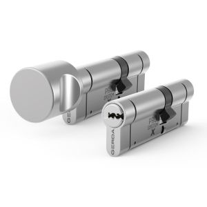 Zestaw wkładek GERDA PRO SYSTEM X  45/50 + G45/50 dwie wkładki w systemie 1-go klucza, nikiel satyna