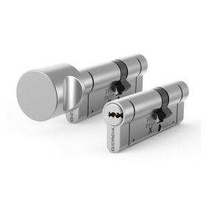 Zestaw 2 wkładek profilowych GERDA PRO SYSTEM X 35/50 + G40/55 w systemie 1-go klucza, Wariant AB 2 klucz montażowy - nikiel satyna