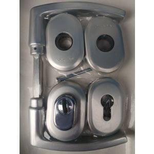 Komplet oszyldowania BLOK , klamka-klamka do drzwi o grubości max. 50mm, srebrny - TT Optima 50