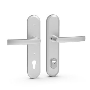 Szyld BLOK TD300/90, klamka - klamka Beta grubość 60 mm z ochroną wkładki, anoda srebrna/srebrna, pudełko