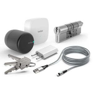 Zamek inteligentny- zestaw tedee PRO grafitowy z bridgem i wkładką 30-61/37-68mm (typ C)