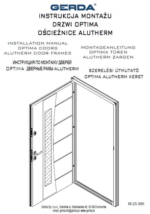 INSTALLATION INSTRUCTION MANUAL FOR OPTIMA DOOR WITH ALUTHERM FRAME