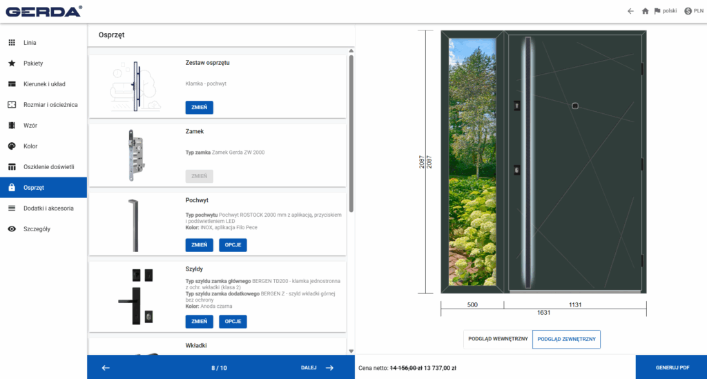 Konfigurator wizualny drzwi Gerda