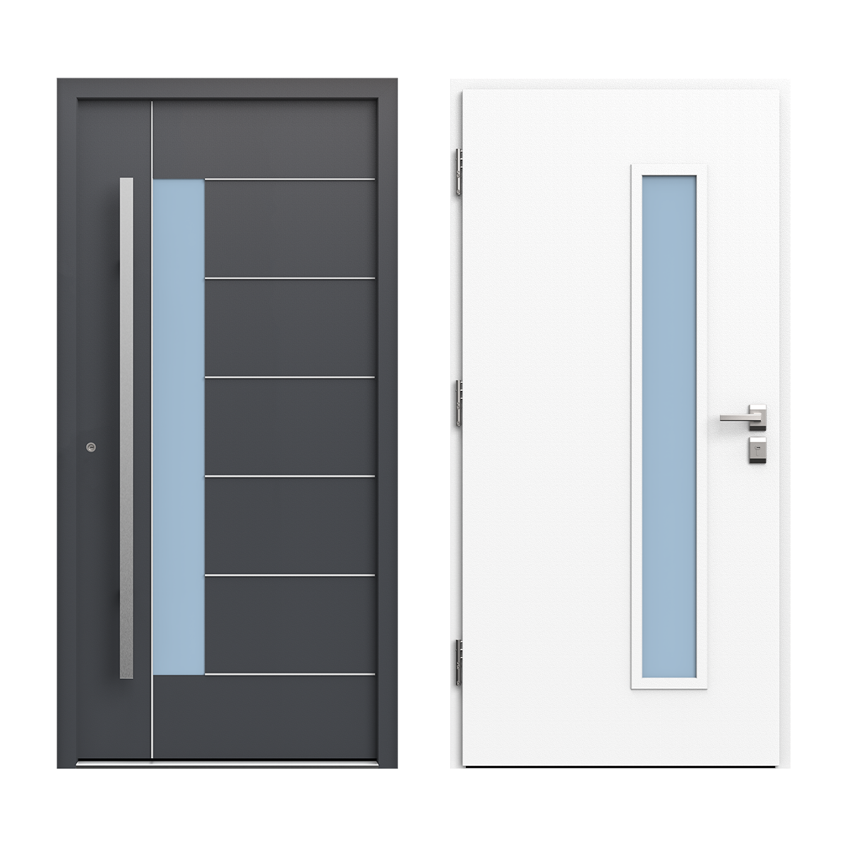 Drzwi Gerda w kolorach: antracyt na zewnątrz + biel matowa wewnątrz