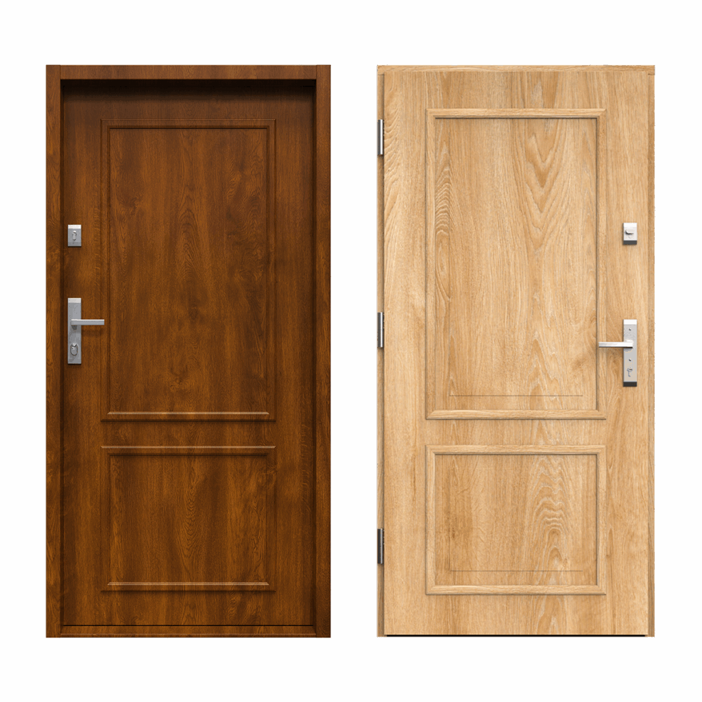 Drzwi Gerda w kolorach: dąb złoty na zewnątrz + jasny dąb wewnątrz