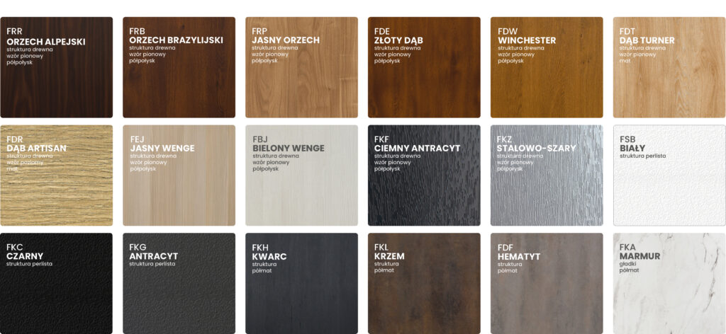 Szeroka gama kolorystyczna paneli drzwiowych Gerda